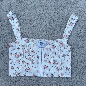 Princess Polly White Floral Smocked Top